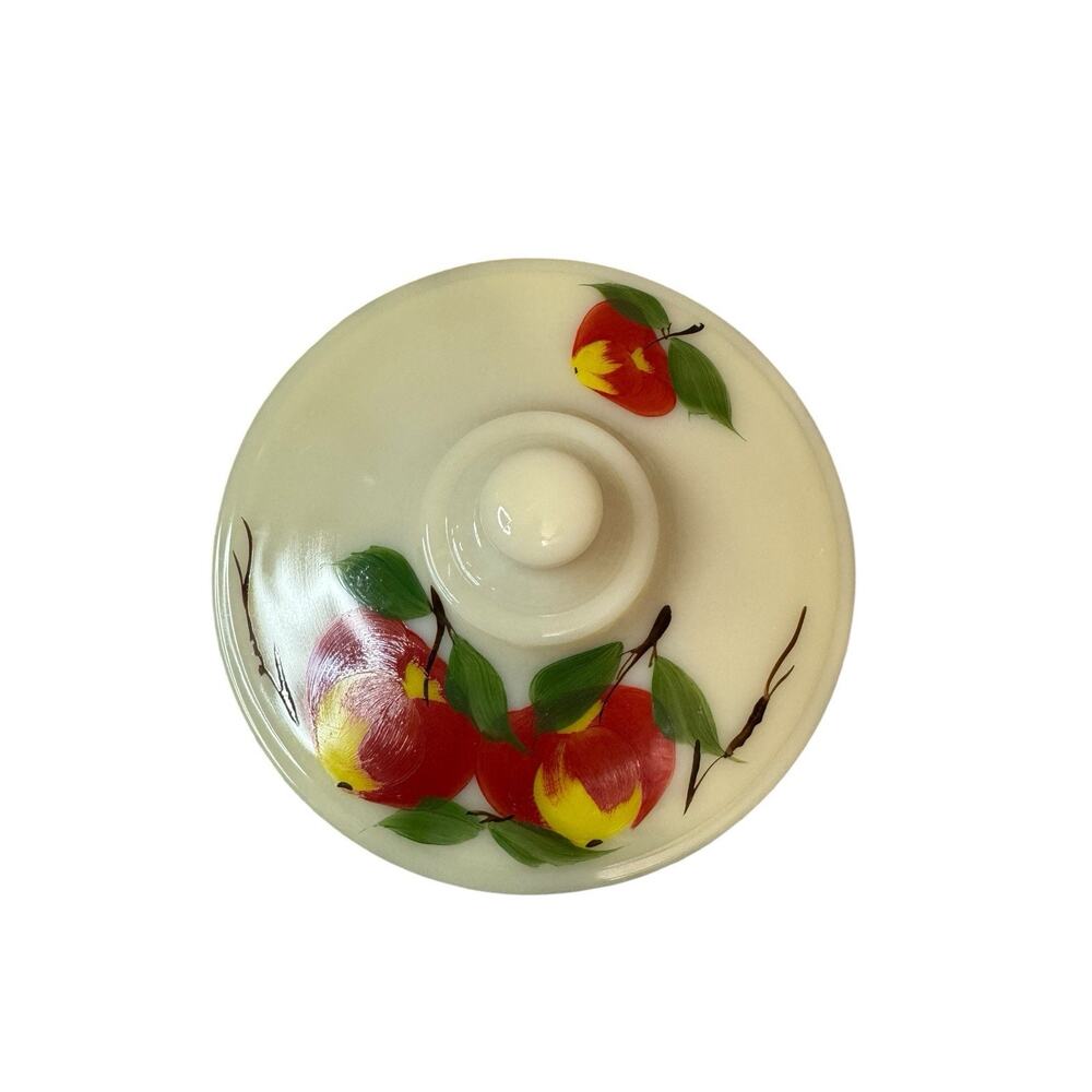 Vintage Fire King Ivory Apple Glass Lid 8 1/4 Inches For Casserole Dish
